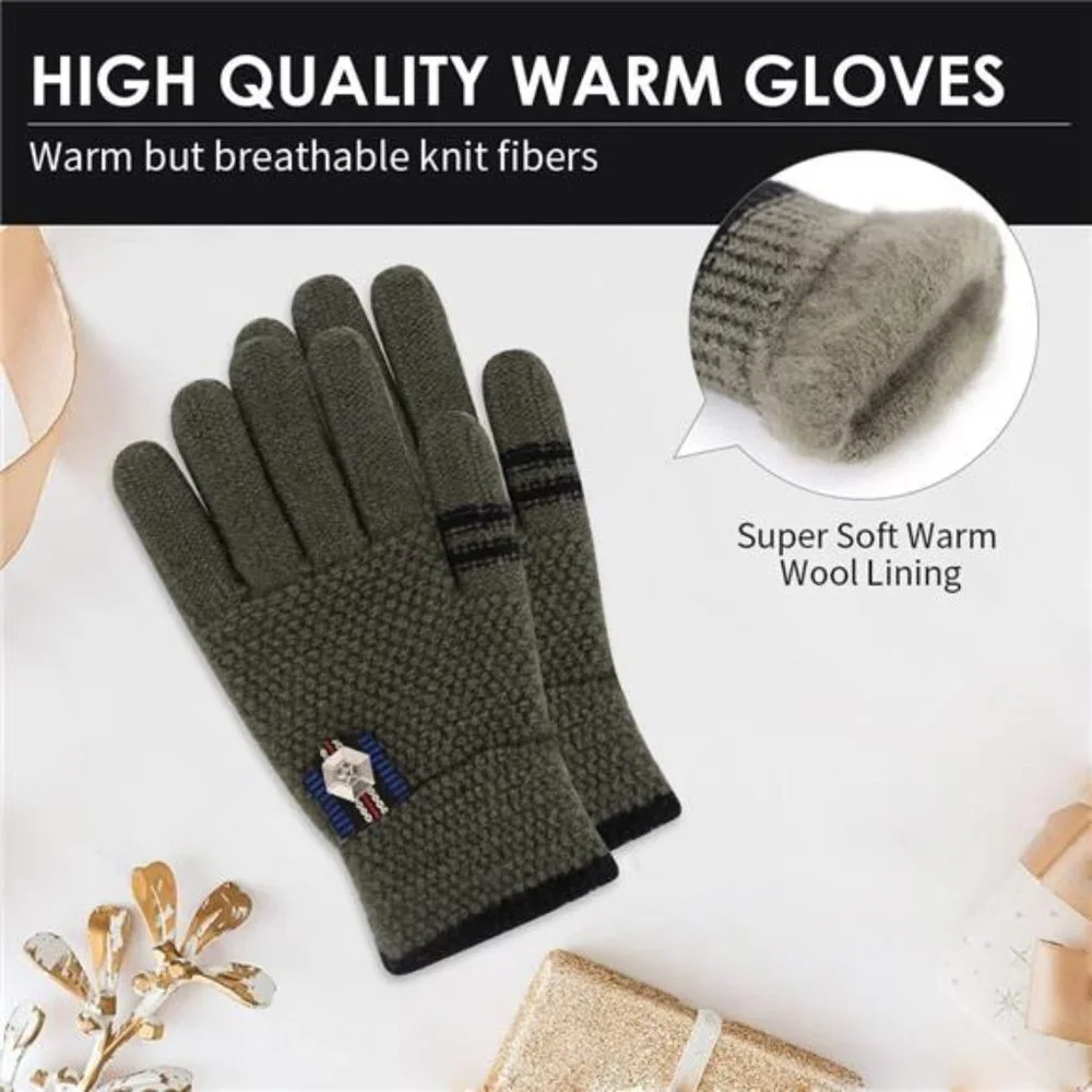 Kids Winter Gloves for Boys, 3 Pairs Children Thermal Knitted Mittens